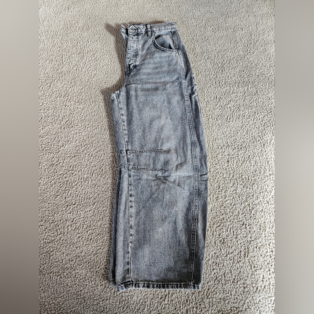 Free People Good Luck Barrel Jeans Mid Rise Distressed Relaxed Kismet  28 NWOT - Picture 8 of 15